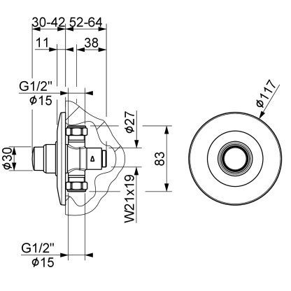 Concealed 4-6 sec. self-closing urinal with push-button
art. 900504